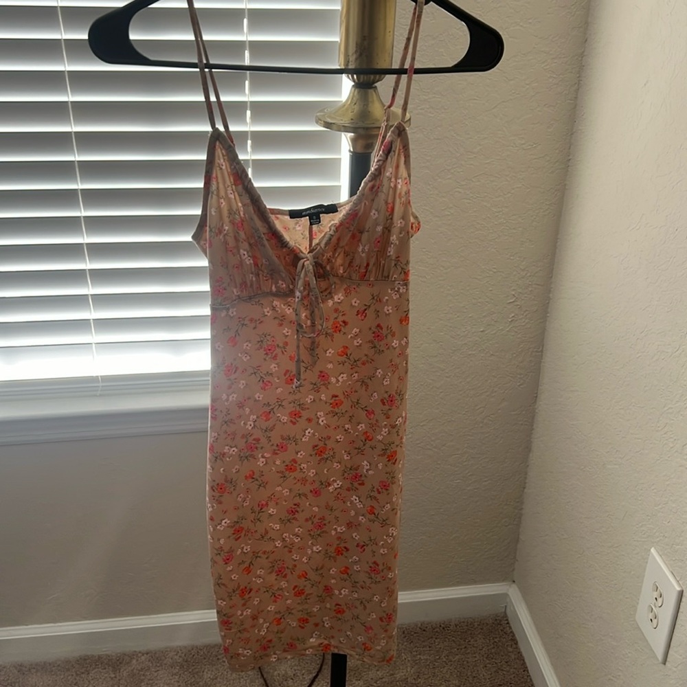 Sexy sundress new (without tags) size small tan with pink flowers